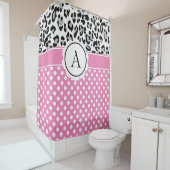 Meisjes en stippen drukken monogram af douchegordijn (In situ)
