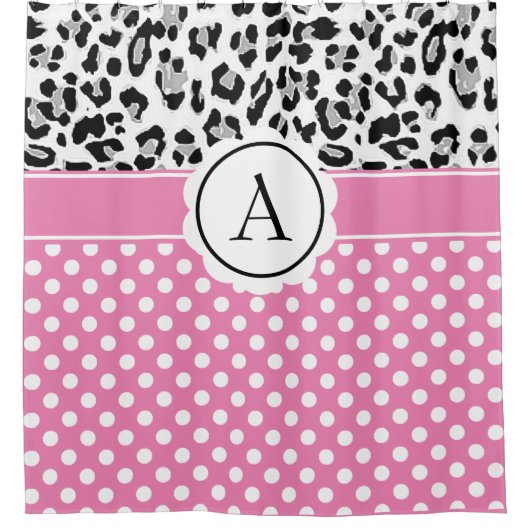 Meisjes en stippen drukken monogram af douchegordijn (Voorkant)