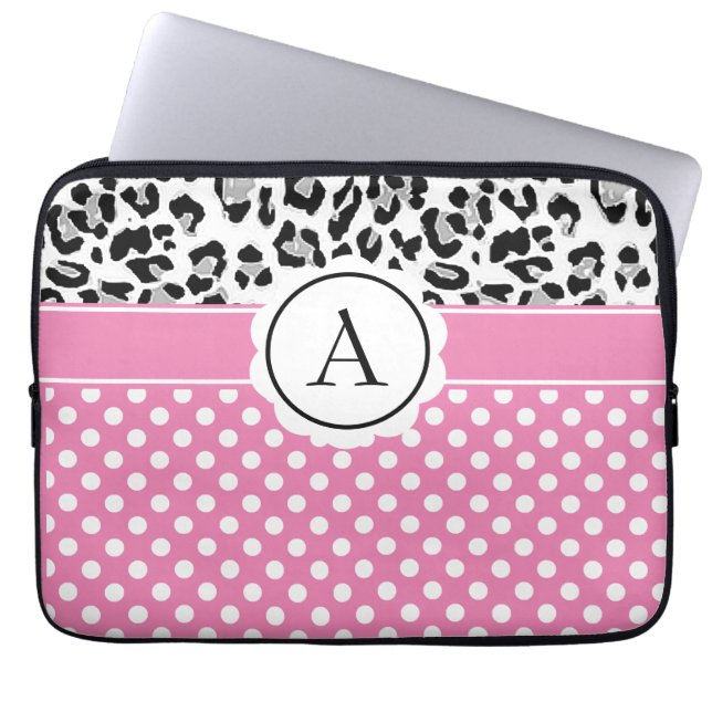 Meisjes en stippen drukken monogram af laptop sleeve (Voorkant)