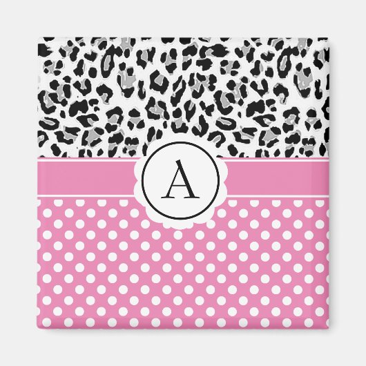 Meisjes en stippen drukken monogram af magneet (Voorkant)