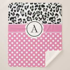 Meisjes en stippen drukken monogram af sherpa deken