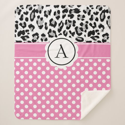 Meisjes en stippen drukken monogram af sherpa deken (Voorkant)