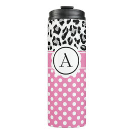 Meisjes en stippen drukken monogram af thermosbeker