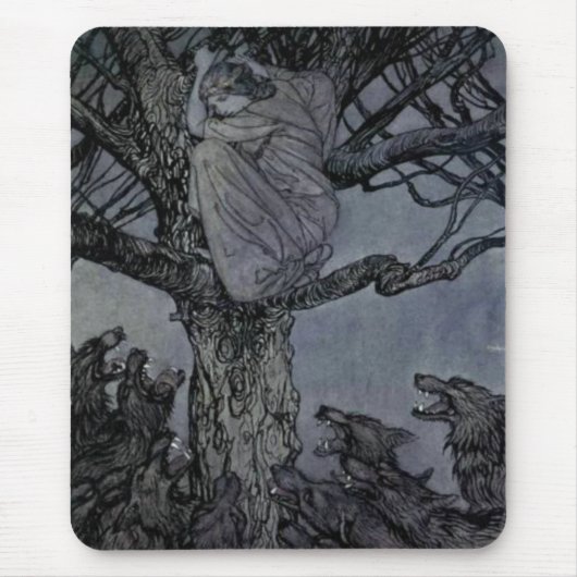 Meisjes en Wolven Mousepad Muismat (Voorkant)