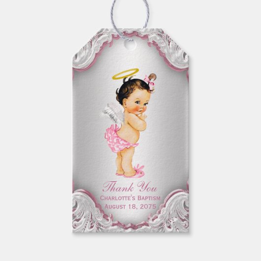 Meisjes engel doop bedankje cadeaulabel (Voorkant)