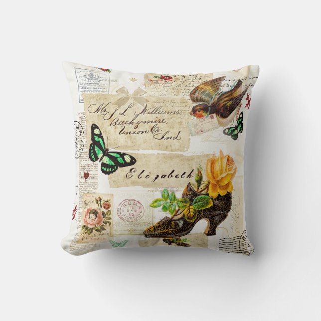 Meisjes  Ephemera Mode Collage met naam Kussen (Voorkant)