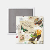 Meisjes  Ephemera Mode Collage met naam Magneet (Voorkant / Achterkant)