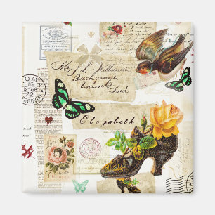 Meisjes  Ephemera Mode Collage met naam Magneet