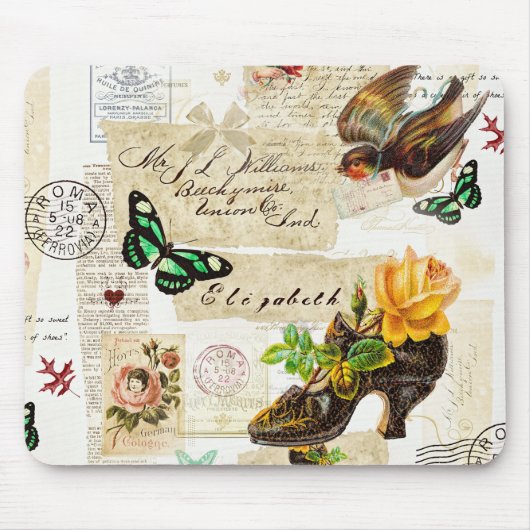 Meisjes  Ephemera Mode Collage met naam Muismat (Voorkant)