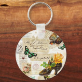 Meisjes Ephemera Mode Collage met naam Sleutelhanger (Voorkant)