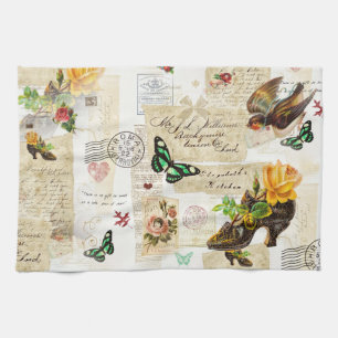 Meisjes Ephemera Mode Collage met naam Theedoek