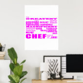 Meisjes eten de Birthdays: Roze grootste schaaf Poster (Thuiskantoor)