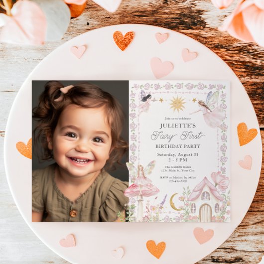 Meisjes Fairy eerste magische tuin verjaardagsfoto Kaart