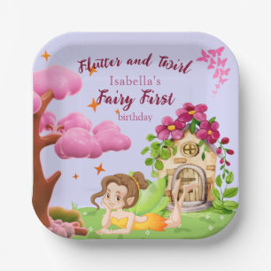Meisjes Fairy Eerste Sprookje Paddestoel Vlinder Papieren Bordje
