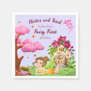 Meisjes Fairy Eerste Sprookje Paddestoel Vlinder Servet