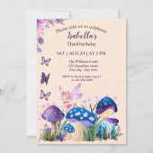 Meisjes Fairy Paarse paddenstoel vlinder Verjaarda Kaart (Voorkant)