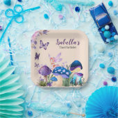 Meisjes Fairy Paarse paddenstoel vlinder Verjaarda Papieren Bordje (Feest)
