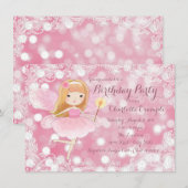 Meisjes Fairy Prinses Verjaardagsfeestje Kaart (Voorkant / Achterkant)