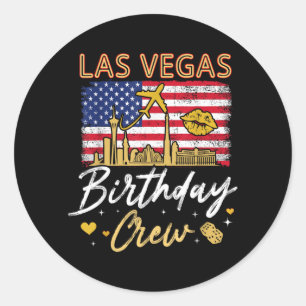 Meisjes Familie Las Vegas Verjaardag Crew Squad Ve Ronde Sticker