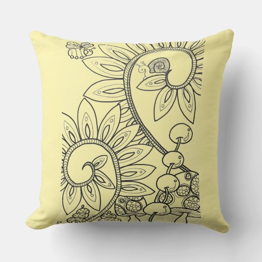 Meisjes fantasie bloem slak gingham kussen (Voorkant)