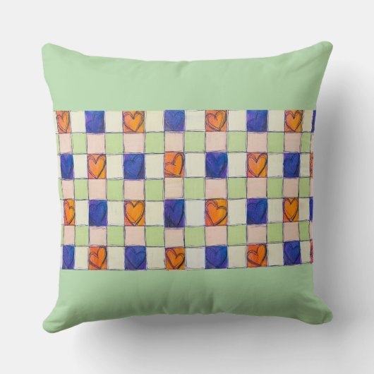 Meisjes fantasie bloem vlinder gingham kussen (Achterkant)