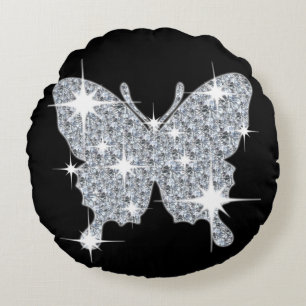 Meisjes faux Diamond sparkle Butterfly Rond Kussen