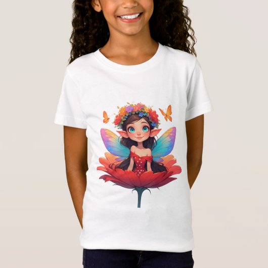🧚 Meisjes Feeën Prinses Top Met Rode Roos 🌹 (Voorkant)