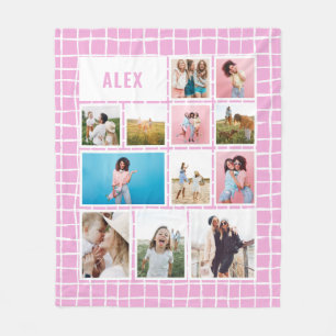 Meisjes felroze 12 foto modern minimaal abstract fleece deken