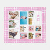 Meisjes felroze 12 foto modern minimaal abstract fleece deken (Voorkant (Horizontaal))