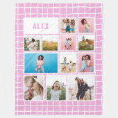 Meisjes felroze 12 foto modern minimaal abstract fleece deken (Voorkant)