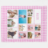 Meisjes felroze 12 foto modern minimaal abstract fleece deken (Voorkant (Horizontaal))