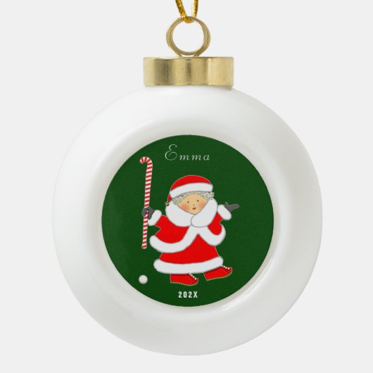 Meisjes Field Hockey 2023 Keepsake Keramische Bal Ornament (Voorkant)
