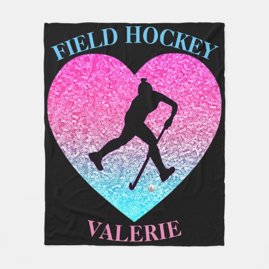 Meisjes Field Hockey Blanket met naam Fleece Deken (Voorkant)