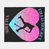 Meisjes Field Hockey Blanket met naam Fleece Deken (Voorkant (Horizontaal))