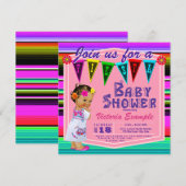 Meisjes Fiesta Baby Shower Uitnodigingen (Voorkant / Achterkant)