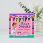Meisjes Fiesta Baby Shower Uitnodigingen (Staand voorkant)