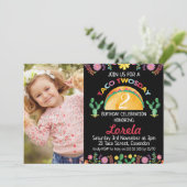 Meisjes Fiesta Taco Twosday Verjaardagsuitnodiging Kaart (Staand voorkant)