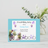 Meisjes Fiets Verjaardagsfeestuitnodiging Kaart (Staand voorkant)