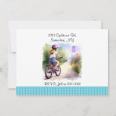Meisjes Fiets Verjaardagsfeestuitnodiging Kaart (Achterkant)