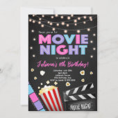 Meisjes Film Nacht Verjaardag Party Uitnodiging (Voorkant)