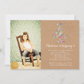 Meisjes Floral 4e verjaardag uitnodiging (Voorkant)