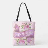 Meisjes Floral Blush Pink Hallo Goudgoud Tote Bag (Achterkant)