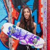 Meisjes Floral Butterfly gepersonaliseerd Persoonlijk Skateboard