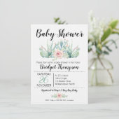 Meisjes Floral Cactus Baby shower Uitnodiging (Staand voorkant)