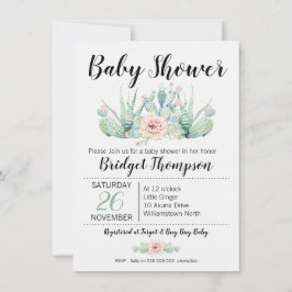 Meisjes Floral Cactus Baby shower Uitnodiging