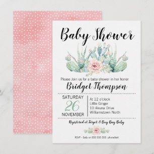 Meisjes Floral Cactus Baby shower Uitnodiging