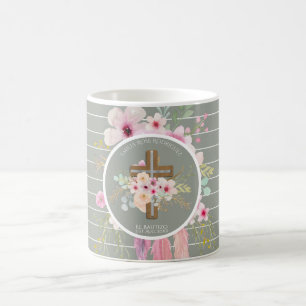 Meisjes Floral Cross Bautizo Baptism Roze Bloemen Koffiemok