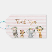 Meisjes Floral Foliage Safari Dieren Verjaardag La Cadeaulabel (Achterkant Horizontaal)