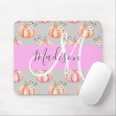 Meisjes Floral Gray Pink Peach Monogram Muismat (Met muis)