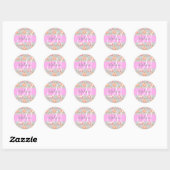 Meisjes Floral Gray Pink Peach Monogram Ronde Sticker (Vel)